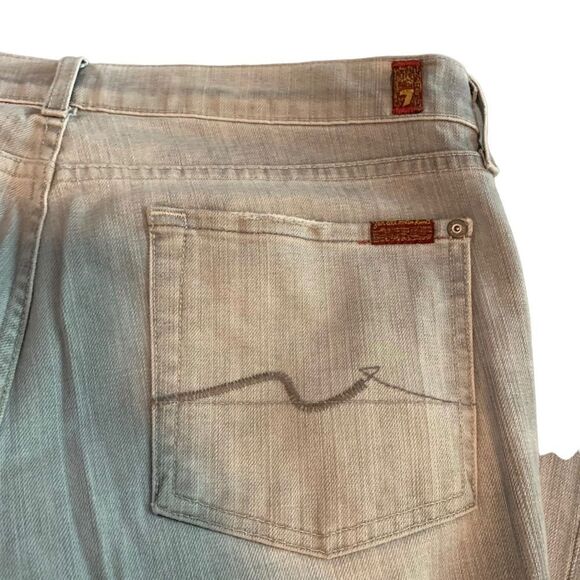 7 SEVEN FOR ALL MANKIND Low Rise Bootcut Jeans Gray Distress Fade Wash 32 - Picture 4 of 9